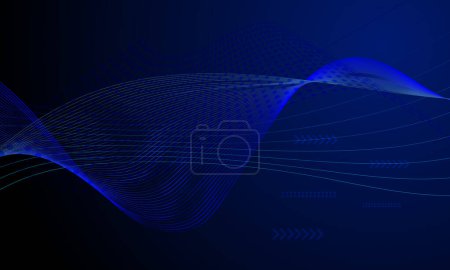 Foto de Azul líneas onda curva conexión tecnología abstracta fondo - Imagen libre de derechos