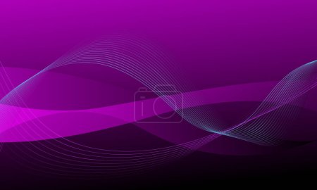 Foto de Violeta líneas púrpura onda curva con gradiente suave tecnología abstracta fondo - Imagen libre de derechos