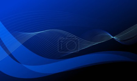 Foto de Líneas azules curvas onda con gradiente suave tecnología abstracta fondo - Imagen libre de derechos