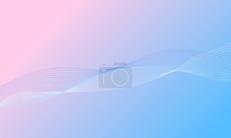 Photo for Pink blue curve wave lines with soft gradient abstract background - Royalty Free Image