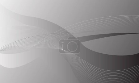 Illustration for Gray silver curves wave lines on gradient abstract background - Royalty Free Image
