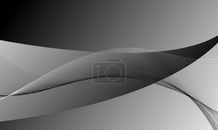 Illustration for Gray black lines wave curves smooth gradient abstract background - Royalty Free Image