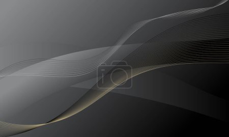 Illustration for Gray gradient with business lines wave curves abstract background - Royalty Free Image
