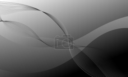 Illustration for Gray silver lines wave curves smooth gradient abstract background - Royalty Free Image