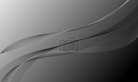Illustration for Gray silver soft lines wave curves with gradient abstract background - Royalty Free Image