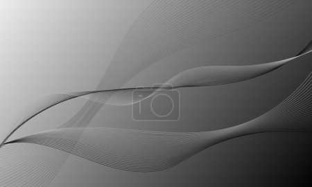 Illustration for Gray lines wave curves with smooth gradient abstract background - Royalty Free Image