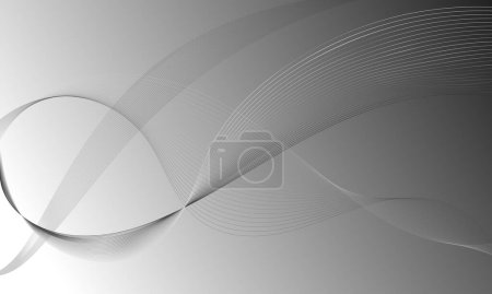 Illustration for Black gray smooth lines wave curves on gradient abstract background - Royalty Free Image