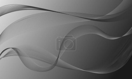 Illustration for Gray silver business lines wave curves on smooth gradient abstract background - Royalty Free Image