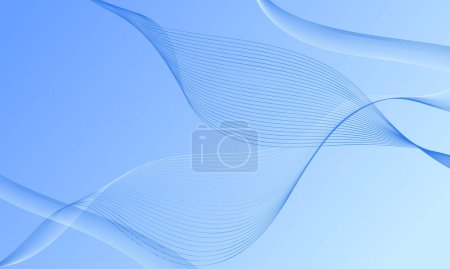 Photo for Blue light smooth lines wave curves with soft gradient abstract background - Royalty Free Image