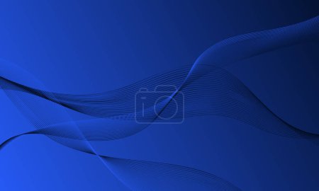 Photo for Blue lines wave curves on gradient abstract background - Royalty Free Image