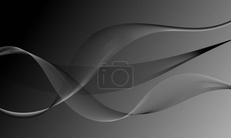 Illustration for Black gray silver with smooth lines wave curves on gradient abstract background - Royalty Free Image