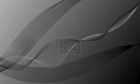 Illustration for Black gray with smooth lines wave curves on gradient abstract background - Royalty Free Image