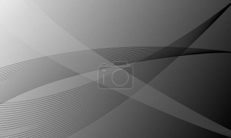 Illustration for Black gray silver lines wave curves with smooth gradient abstract background - Royalty Free Image