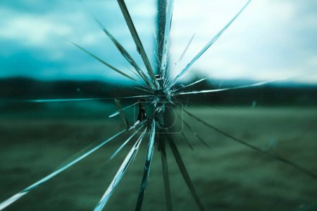 Photo for Broken car glass with blurred background - Royalty Free Image