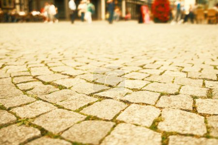 Foto de Viejo pavimento con piedras. Fondo texturizado - Imagen libre de derechos
