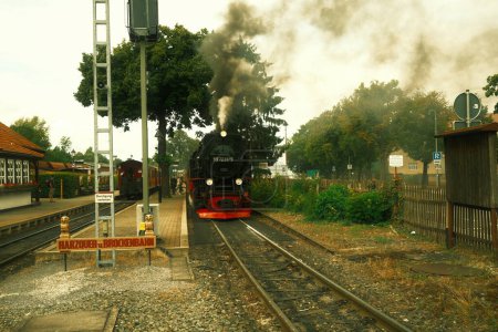 Photo for Black steam locomotive. old train - Royalty Free Image