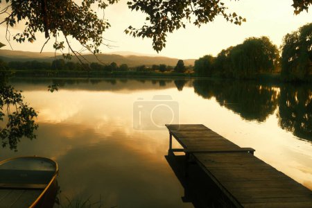 Photo for Autumn lake at sunrise. Nature background - Royalty Free Image
