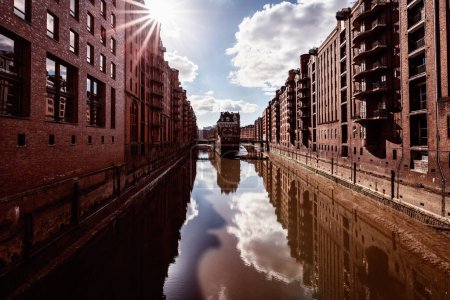 Photo for Speicherstadt of Hamburg city in Germany during sunny day - Royalty Free Image