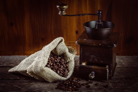 Photo for Coffee grinder and coffee beans - Royalty Free Image