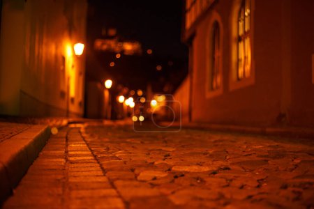 Photo for Night street with a small old town - Royalty Free Image