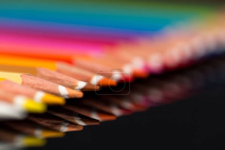 Photo for Color pencils on a black background. - Royalty Free Image