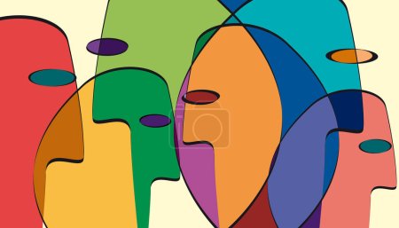 Illustration for Abstract crowd. People in confusion. Concept of fusion of thoughts. Vector illustration - Royalty Free Image