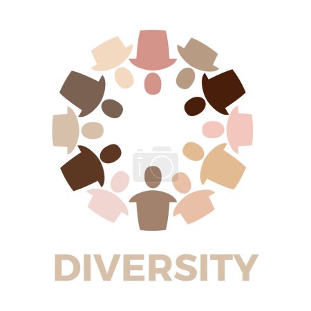 Ilustración de Diversity and multiracial concept. Vector people at the panel discussion, teamwork and crowdfunding - Imagen libre de derechos