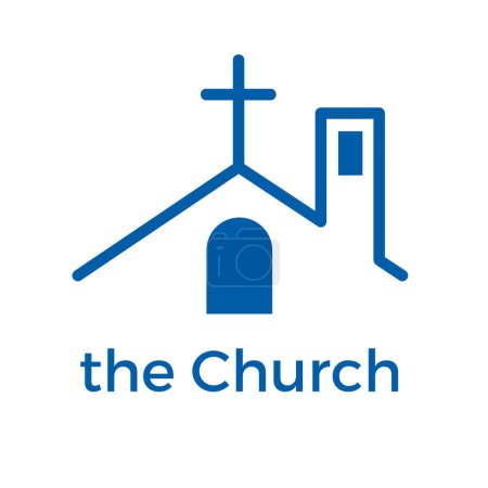 Vector abstract church with tower bell. Linear logo template