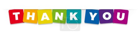 Illustration for The word Thank you. Vector banner with the text colored rainbow. - Royalty Free Image