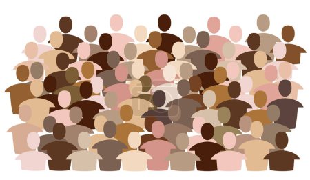 Téléchargez les illustrations : Diversity. Multiracial crowd. Workers group, community in parade or in protest. Flat style. Vector illustration. Anonymous people - en licence libre de droit