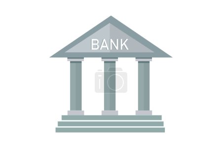 Téléchargez les illustrations : Icône du bâtiment bancaire. design plat. illustration vectorielle. - en licence libre de droit