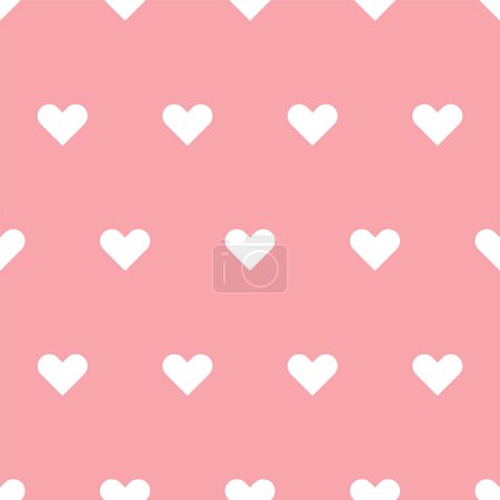 Illustration for White heart on pink background, seamless pattern background. Valentine concept. vector. - Royalty Free Image