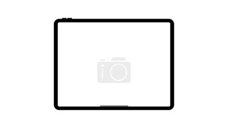 Illustration for Modern black tablet computer with blank horizontal screen isolated on white background. Vector illustration - Royalty Free Image