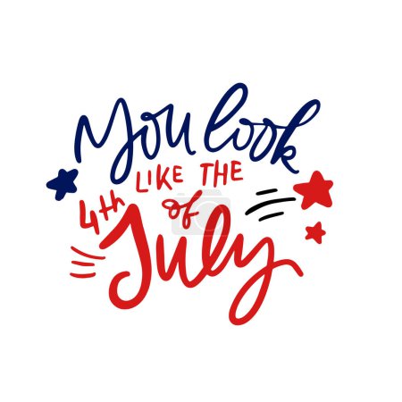 Illustration for 4th of July lettering illustration on white background. Lettering illustration for your design. - Royalty Free Image