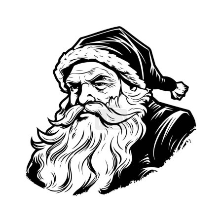 Téléchargez les illustrations : Santa Claus line art illustration simple pour votre design. - en licence libre de droit