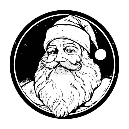 Téléchargez les illustrations : Santa Claus line art illustration simple pour votre design. - en licence libre de droit