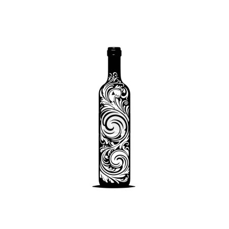Ilustración de Ilustración de botella de vino aislada sobre fondo blanco - Imagen libre de derechos