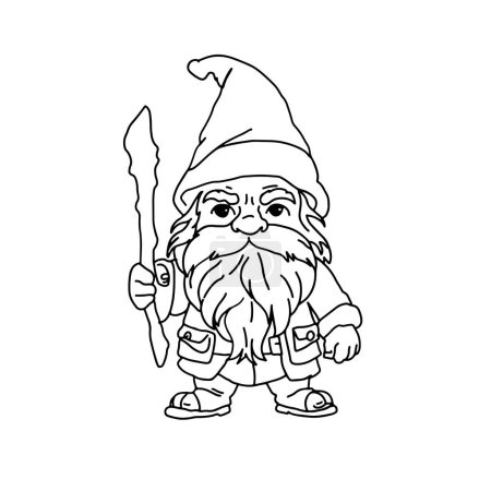 Illustration for Gnomes linear illustration for coloring book - Royalty Free Image