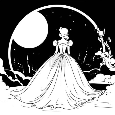 Téléchargez les photos : Livre de coloriage princesse, princesse dans la nuit - en image libre de droit