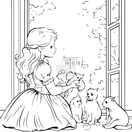 Illustration for Illustration of princess, coloring book concept - Royalty Free Image