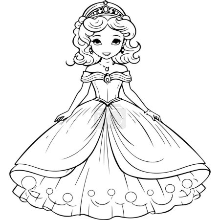 Téléchargez les photos : Illustration de princesse, concept de livre à colorier - en image libre de droit