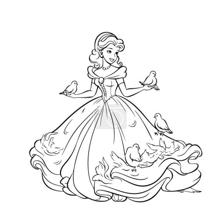 Téléchargez les illustrations : Illustration de princesse, concept de livre à colorier - en licence libre de droit