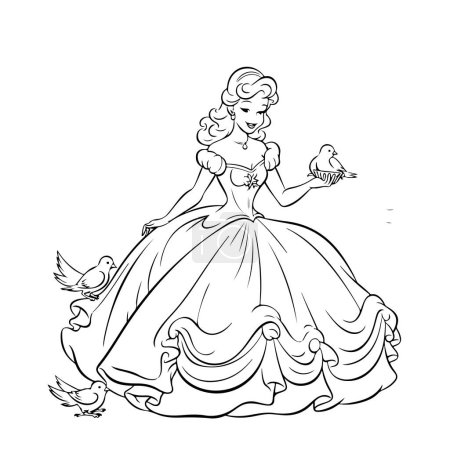 Téléchargez les illustrations : Illustration de princesse, concept de livre à colorier - en licence libre de droit