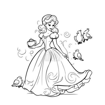 Téléchargez les photos : Illustration de princesse, concept de livre à colorier - en image libre de droit