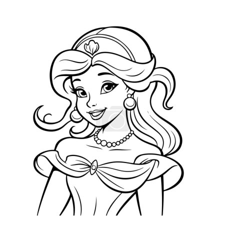 Téléchargez les photos : Illustration de livre de coloriage princesse - en image libre de droit