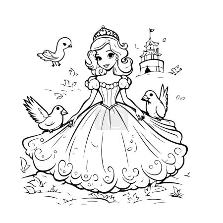 Téléchargez les photos : Illustration de livre de coloriage princesse - en image libre de droit