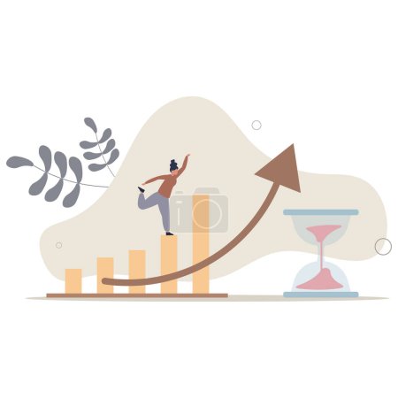 Illustration for Time value of money, long term investment, business growth or success growing business, make profit or investment gain concept.flat vector illustration. - Royalty Free Image