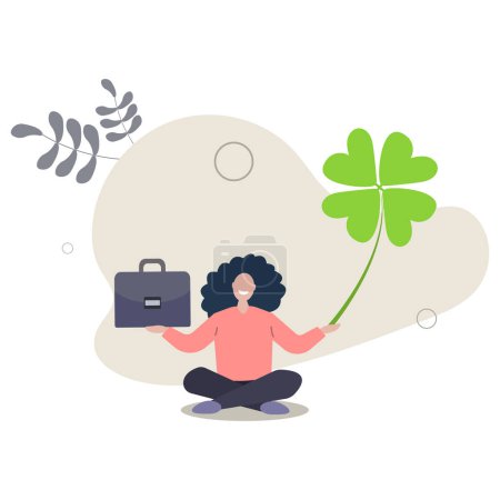 Illustration for Luck for success, blessing for work opportunity, fortune or chance, good luck or happiness concept.flat vector illustration. - Royalty Free Image