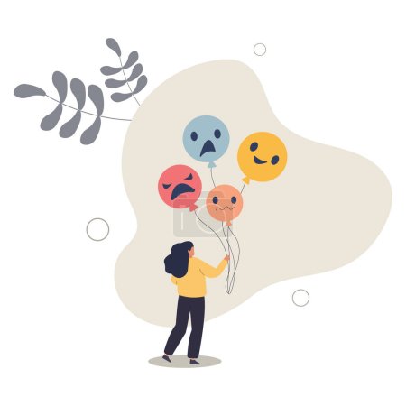 Illustration for Emotional control and self regulation, stressed management or mental health awareness, feeling and expression concept.flat vector illustration. - Royalty Free Image