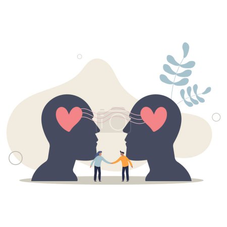 Illustration for Empathy, sympathy, caring or share feeling to support other, understanding or kindness to help, social support or emotional intelligence concept.flat vector illustration. - Royalty Free Image